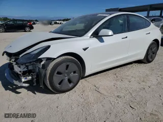 2023 Tesla Model 3 with VIN 5YJ3E1EA9PF555000, listed as a Copart auction lot 50086565 with 10,340 mi miles and Salvage Title. Bid and sale history available at carsss.com. Image 1.