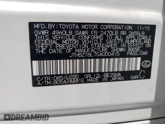 2016 Lexus GS 350 with VIN JTHBZ1BL7GA000415, listed as a Copart auction lot 51543524 with 53,690 mi miles and Salvage Title. Bid and sale history available at carsss.com. Image 14.