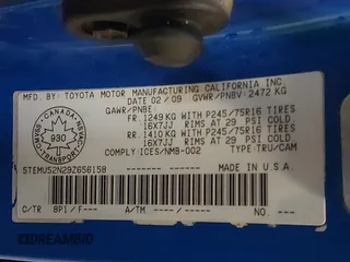 2009 Toyota Tacoma z VIN 5TEMU52N29Z656158, wystawiony jako IAAI lot #41652533 z przebiegiem 138 563 mil mil oraz . Historia ofert i sprzedaży dostępna na DreamBid. Obrazek 9.