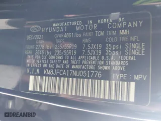 2022 Hyundai Tucson Hybrid SEL Convenience with VIN KM8JFCA17NU051776, listed as a IAAI auction lot 42018560 with 81,206 mi miles. Bid and sale history available at carsss.com. Image 9.