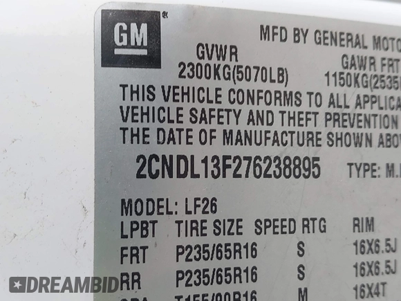 2007 Chevrolet Equinox LS z VIN 2CNDL13F276238895, wystawiony jako IAAI lot #42037472 z przebiegiem 157 808 mil mil oraz . Historia ofert i sprzedaży dostępna na DreamBid. Obrazek 9.