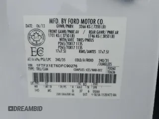 2013 Ford F-150 XL with VIN 1FTFX1ET6DFC90276, listed as a Copart auction lot 51722695 with Not Provided miles and Clean Title. Bid and sale history available at carsss.com. Image 12.