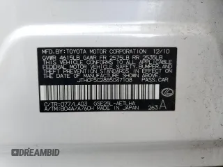 2011 Lexus IS 250 z VIN JTHCF5C28B5047108, wystawiony jako Copart lot #56041835 z przebiegiem 188 156 mil mil oraz Szkoda całkowita • Salvage title. Historia ofert i sprzedaży dostępna na DreamBid. Obrazek 12.