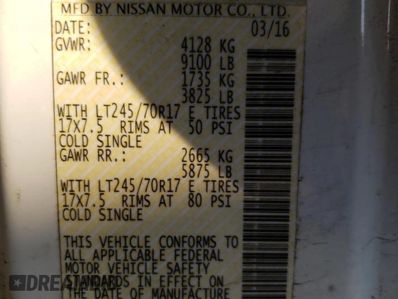 2016 Nissan NV SL with VIN 1N6BF0KY1GN808443, listed as a Copart auction lot 42694795 with 167,369 mi miles and Salvage title. Bid and sale history available at DreamBid. Image 12.