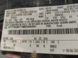 2021 Ford F-250 XL with VIN 1FT7W2BT1MED69541, listed as a IAAI auction lot 40546067 with Not provided miles and . Bid and sale history available at DreamBid. Image 9.