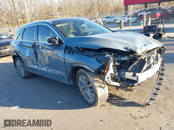 2023 Infiniti QX50 Luxe with VIN 3PCAJ5BA9PF109749, listed as a IAAI auction lot 41480886 with 31,157 mi miles and . Bid and sale history available at DreamBid. Image 1.