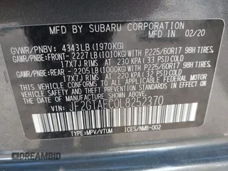 2020 Subaru Crosstrek Premium z VIN JF2GTAEC0L8252370, wystawiony jako IAAI lot #42029389 z przebiegiem 47 090 mil mil oraz . Historia ofert i sprzedaży dostępna na DreamBid. Obrazek 9.