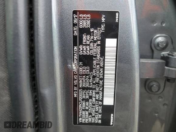 2018 Volvo XC90 Momentum with VIN YV4A22PK3J1200025, listed as a Copart auction lot 54057435 with 125,972 mi miles and Salvage title. Bid and sale history available at DreamBid. Image 13.
