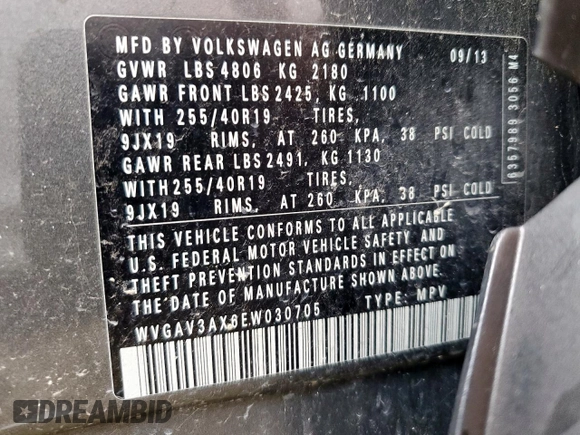 2014 Volkswagen Tiguan SEL z VIN WVGAV3AX6EW030705, wystawiony jako Copart lot #52156805 z przebiegiem 142 377 mil mil oraz Szkoda całkowita • Salvage title. Historia ofert i sprzedaży dostępna na DreamBid. Obrazek 14.
