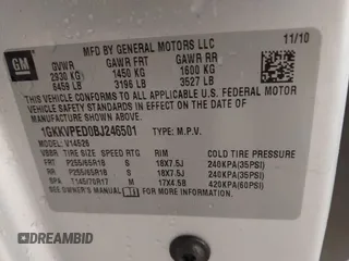 2011 GMC Acadia SLE with VIN 1GKKVPED0BJ246501, listed as a IAAI auction lot 41916268 with 130,331 mi miles. Bid and sale history available at carsss.com. Image 9.