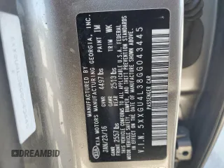 2016 Kia Optima EX with VIN 5XXGU4L38GG043445, listed as a Copart auction lot 47793705 with 128,047 mi miles and Salvage title. Bid and sale history available at DreamBid. Image 12.