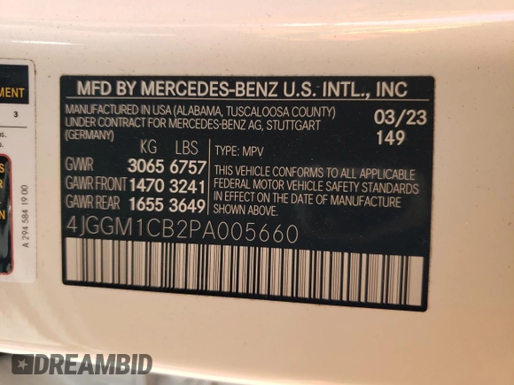 2023 Mercedes-Benz EQE 350 z VIN 4JGGM1CB2PA005660, wystawiony jako Copart lot #42655505 z przebiegiem 6 982 mil mil oraz Szkoda całkowita • Salvage title. Historia ofert i sprzedaży dostępna na DreamBid. Obrazek 14.
