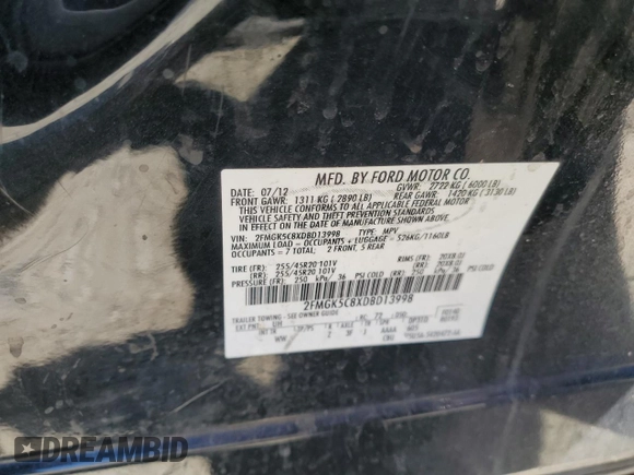2013 Ford Flex SEL z VIN 2FMGK5C8XDBD13998, wystawiony jako Copart lot #56286985 z przebiegiem 157 796 mil mil oraz Szkody całkowita. Historia ofert i sprzedaży dostępna na DreamBid. Obrazek 13.