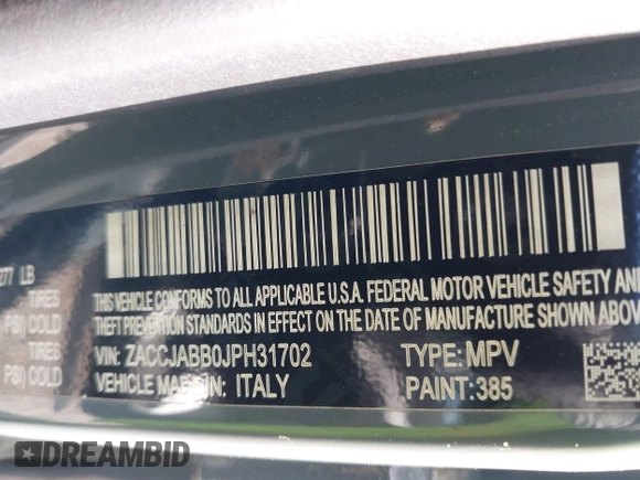2018 Jeep Renegade Altitude с VIN ZACCJABB0JPH31702, выставлен на аукционе IAAI как лот 41801693 с пробегом 75 431 миль миль и . История ставок и продаж доступна на DreamBid. Изображение 9.