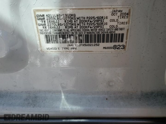 2005 Mitsubishi Outlander LS with VIN JA4LX31FX5U021252, listed as a Copart auction lot 78916834 with 169,790 mi miles and Salvage Title. Bid and sale history available at carsss.com. Image 13.