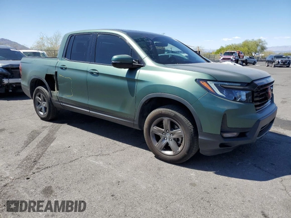2022 Honda Ridgeline RTL-E with VIN 5FPYK3F73NB014672, listed as a Copart auction lot 54617475 with 76,160 mi miles and Salvage title. Bid and sale history available at DreamBid. Image 4.