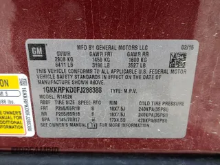 2015 GMC Acadia SLE с VIN 1GKKRPKD0FJ288388, выставлен на аукционе Copart как лот 57859255 с пробегом Не указан миль и Списание • Salvage title. История ставок и продаж доступна на DreamBid. Изображение 13.