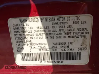 2015 Infiniti Q50 Premium with VIN JN1BV7AR3FM396669, listed as a IAAI auction lot 42007221 with 185,175 mi miles. Bid and sale history available at carsss.com. Image 9.
