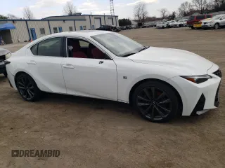 2023 Lexus IS with VIN JTHGZ1E20P5031121, listed as a Copart auction lot 50130225 with 7,685 mi miles and Salvage Title. Bid and sale history available at carsss.com. Image 4.