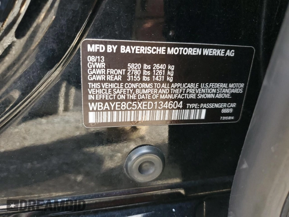 2014 BMW 7 Series ALPINA B7 with VIN WBAYE8C5XED134604, listed as a Copart auction lot 85888354 with 146,636 mi miles and Salvage Title. Bid and sale history available at carsss.com. Image 12.