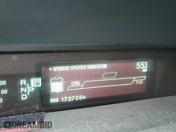 2011 Toyota Prius I with VIN JTDKN3DU2B0320609, listed as a Copart auction lot 54001265 with 172,728 mi miles and Salvage Title. Bid and sale history available at DreamBid. Image 9.