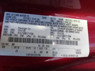 2015 Ford Focus Titanium with VIN 1FADP3N28FL215499, listed as a IAAI auction lot 41839092 with 152,102 mi miles. Bid and sale history available at carsss.com. Image 9.