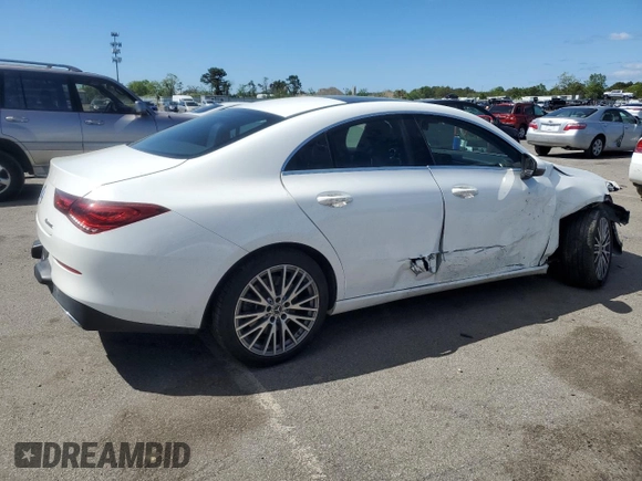2020 Mercedes-Benz CLA 250 with VIN WDD5J4HB4LN077693, listed as a Copart auction lot 56899695 with 26,656 mi miles and Salvage title. Bid and sale history available at DreamBid. Image 3.