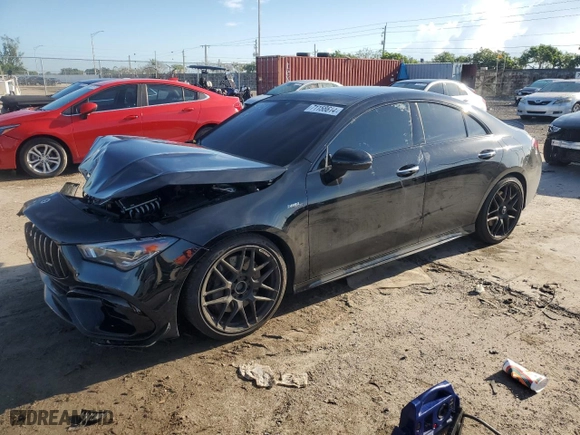 2022 Mercedes-Benz CLA with VIN W1K5J5DB2NN304801, listed as a Copart auction lot 71158614 with 43,682 mi miles and Salvage Title. Bid and sale history available at carsss.com. Image 1.