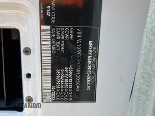 2022 Mercedes-Benz Sprinter Chassis with VIN W1X9E33Y1NN205090, listed as a Copart auction lot 45237035 with Not Provided miles and Salvage Title. Bid and sale history available at carsss.com. Image 14.