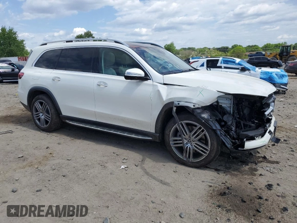 2021 Mercedes-Benz GLS 450 with VIN 4JGFF5KE4MA396704, listed as a Copart auction lot 55284015 with 22,181 mi miles and Salvage Title. Bid and sale history available at DreamBid. Image 4.