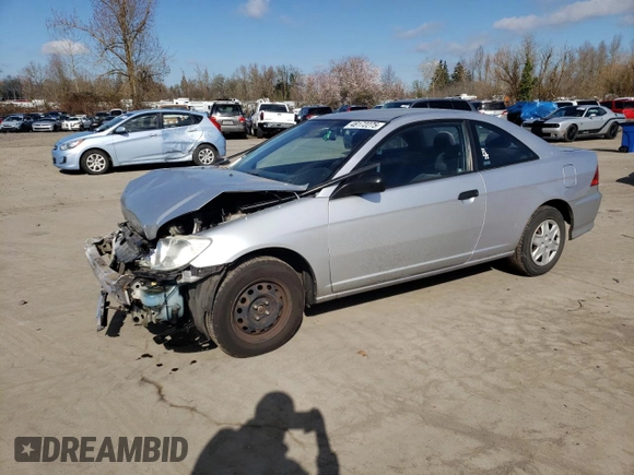 2005 Honda Civic Cpe VP with VIN 1HGEM22185L067108, listed as a Copart auction lot 48172275 with 196,724 mi miles and Salvage Title. Bid and sale history available at carsss.com. Image 1.