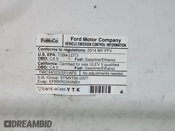 2014 Ford F-150 XL with VIN 1FTFW1EF3EKG25418, listed as a IAAI auction lot 42285883 with 147,276 mi miles and . Bid and sale history available at DreamBid. Image 1.