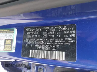 2023 Hyundai Elantra SEL with VIN KMHLS4AGXPU564831, listed as a IAAI auction lot 42072690 with 16,757 mi miles and . Bid and sale history available at DreamBid. Image 9.