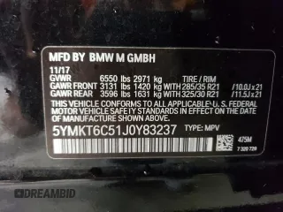 2018 BMW X5 M with VIN 5YMKT6C51J0Y83237, listed as a Copart auction lot 70314743 with 49,586 mi miles. Bid and sale history available at carsss.com. Image 14.