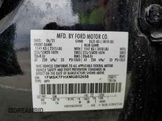 2021 Ford Explorer Limited with VIN 1FMSK7FHXMGB52658, listed as a Copart auction lot 48803235 with 92,158 mi miles and Clean Title. Bid and sale history available at carsss.com. Image 14.