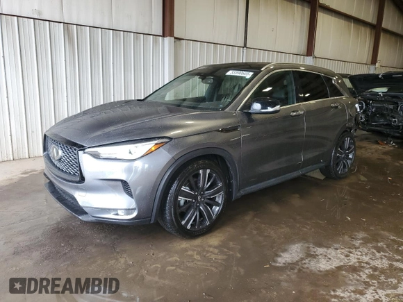 2021 Infiniti QX50 Luxe with VIN 3PCAJ5BBXMF104676, listed as a Copart auction lot 55590605 with 37,896 mi miles and Salvage title. Bid and sale history available at DreamBid. Image 1.