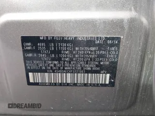 2015 Subaru Outback Premium with VIN 4S4BSAECXF3221961, listed as a IAAI auction lot 41910571 with 222,670 mi miles and . Bid and sale history available at DreamBid. Image 9.