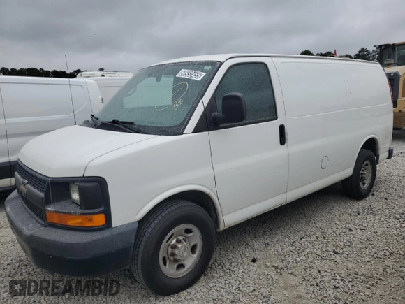 2014 Chevrolet Express Cargo Van with VIN 1GCWGFBA3E1207093, listed as a Copart auction lot 50932455 with 190,185 mi miles and Clean Title. Bid and sale history available at carsss.com. Image 1.