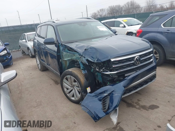 2021 Volkswagen Atlas SEL with VIN 1V2BR2CA8MC505723, listed as a IAAI auction lot 41423187 with 55,890 mi miles and . Bid and sale history available at DreamBid. Image 1.