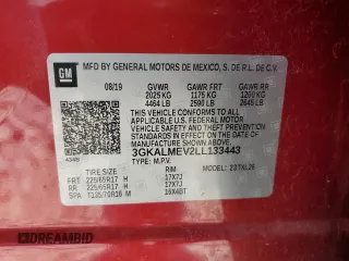 2020 GMC Terrain SLE with VIN 3GKALMEV2LL133443, listed as a Copart auction lot 62584195 with 75,823 mi miles and Salvage title. Bid and sale history available at DreamBid. Image 13.