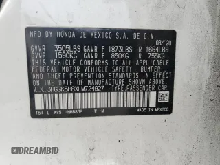 2020 Honda Fit EX z VIN 3HGGK5H8XLM724927, wystawiony jako Copart lot #53966255 z przebiegiem Nie podano mil oraz Nie do naprawy • Non repairable. Historia ofert i sprzedaży dostępna na DreamBid. Obrazek 12.