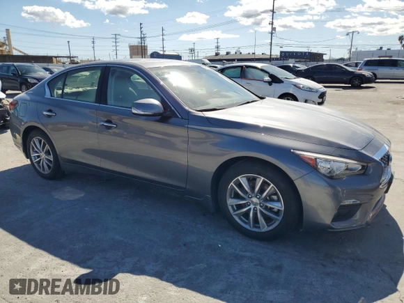 2021 Infiniti Q50 Pure with VIN JN1EV7AP7MM704225, listed as a Copart auction lot 47425665 with 25,441 mi miles and Salvage Title. Bid and sale history available at DreamBid. Image 4.
