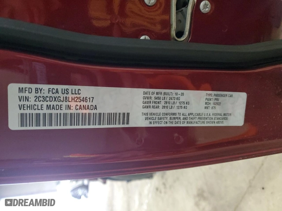 2020 Dodge Charger Scat Pack with VIN 2C3CDXGJ8LH254617, listed as a Copart auction lot 46857755 with 64,581 mi miles and Salvage Title. Bid and sale history available at carsss.com. Image 12.