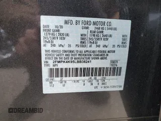 2020 Ford Edge Titanium with VIN 2FMPK4K95LBB38241, listed as a IAAI auction lot 41974969 with 86,588 mi miles. Bid and sale history available at carsss.com. Image 1.