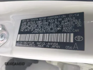 2014 Toyota Prius One with VIN JTDKDTB37E1559827, listed as a IAAI auction lot 42100986 with 44,155 mi miles and . Bid and sale history available at DreamBid. Image 9.