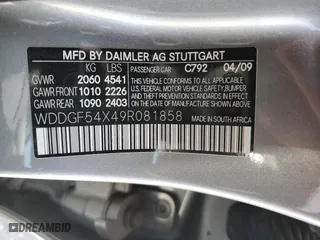 2009 Mercedes-Benz C-Class 3.0L Sport with VIN WDDGF54X49R081858, listed as a Copart auction lot 49999815 with 120,419 mi miles and Salvage Title. Bid and sale history available at carsss.com. Image 14.