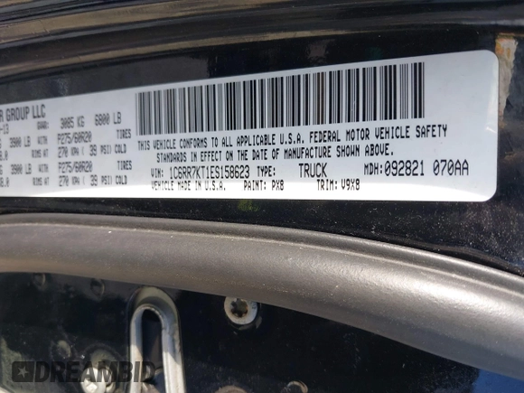 2014 Ram 1500 Express with VIN 1C6RR7KT1ES158623, listed as a IAAI auction lot 41023418 with 187,581 mi miles. Bid and sale history available at carsss.com. Image 9.