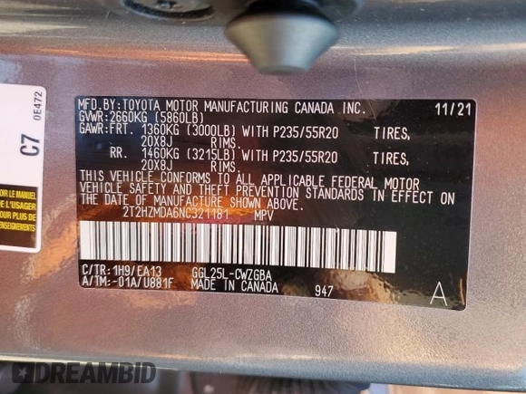 2022 Lexus RX 350 z VIN 2T2HZMDA6NC321181, wystawiony jako Copart lot #55269365 z przebiegiem 23 266 mil mil oraz Szkoda całkowita • Salvage title. Historia ofert i sprzedaży dostępna na DreamBid. Obrazek 13.