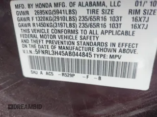 2010 Honda Odyssey EX with VIN 5FNRL3H45AB044845, listed as a IAAI auction lot 42353739 with 289,376 mi miles and . Bid and sale history available at DreamBid. Image 9.