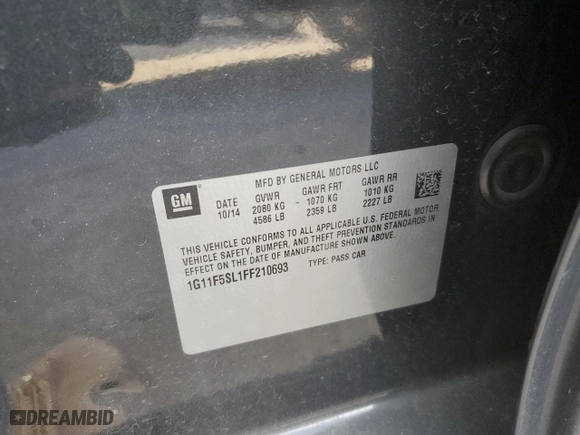 2015 Chevrolet Malibu LTZ with VIN 1G11F5SL1FF210693, listed as a Copart auction lot 41738655 with 145,942 mi miles and Salvage Title. Bid and sale history available at carsss.com. Image 14.